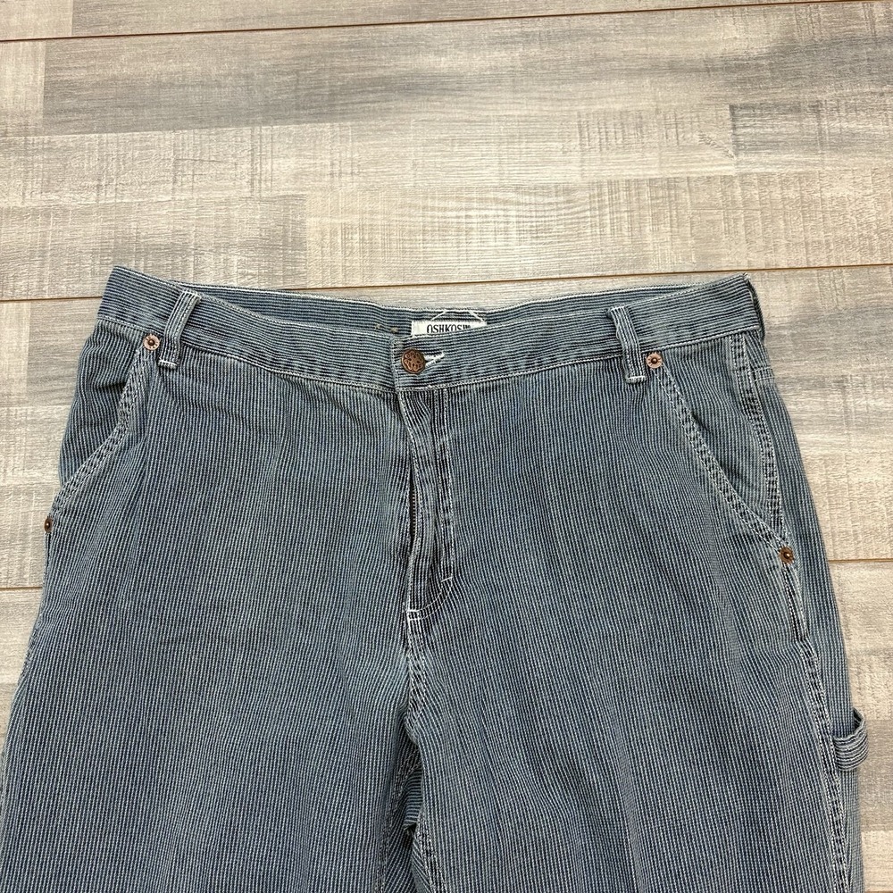 OshKosh B'gosh Vintage Hickory Striped Work Pants Railroad Women 12 Short Blue - Picture 2 of 16
